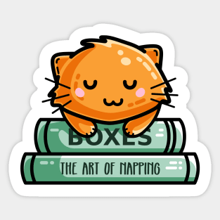 Cute Ginger Cat And Books Sticker